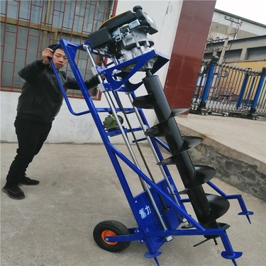 桩芯取土螺旋钻机带架子手推移动作业配备汽油机动力